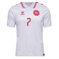 Camisa de Futebol Dinamarca Mathias Jensen #7 Equipamento Secundário Europeu 2024 Manga Curta